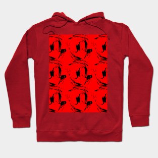 Black silhouettes of roses on a red background, flowers, passion, love Hoodie